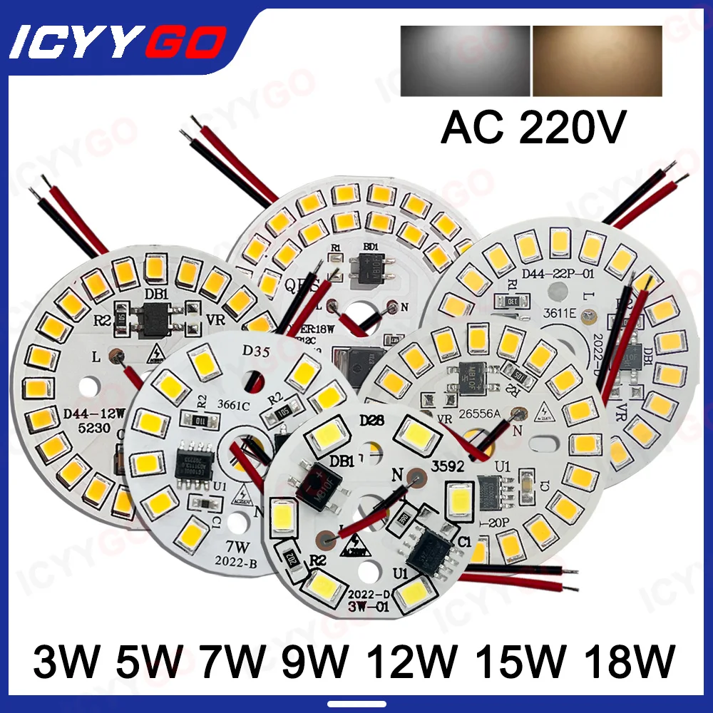 Светодиодная круглая лампа SMD 2835 12 Вт 15 Вт 18 Вт | AliExpress