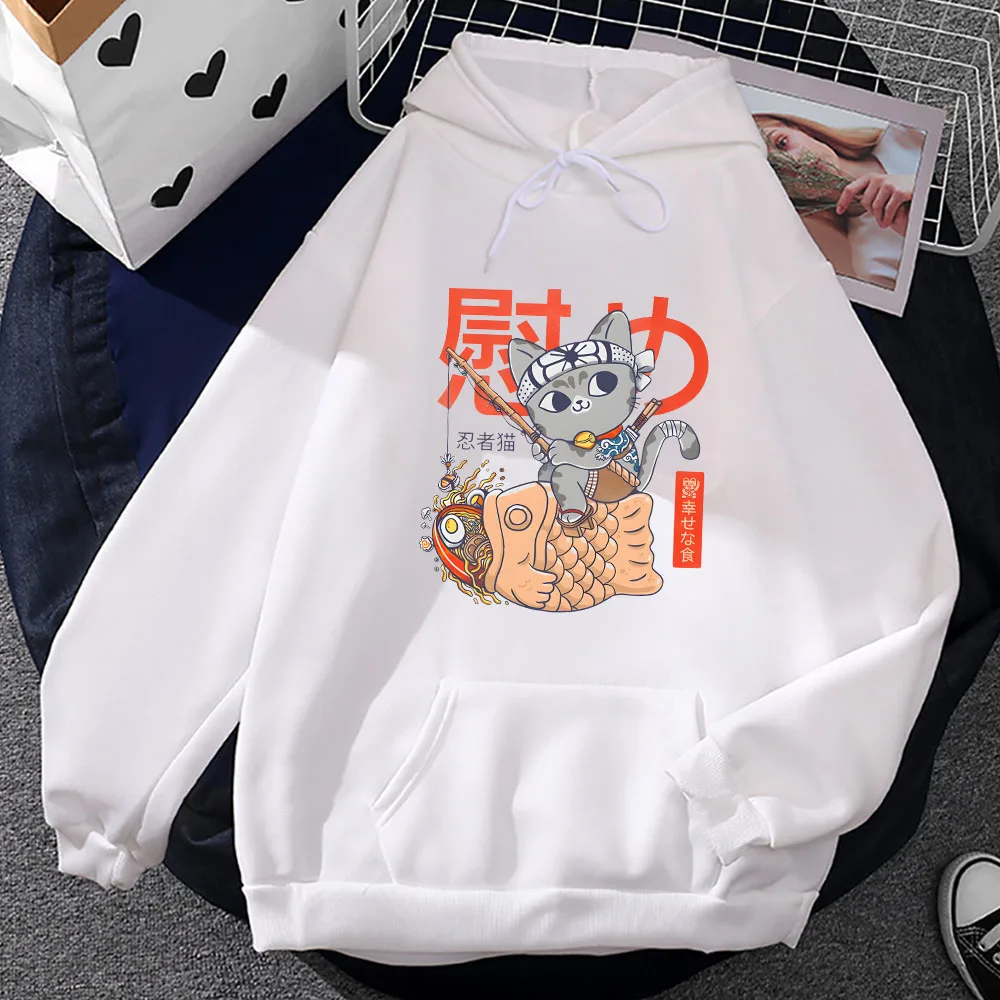 

Cat Fishing Koi Fish Graphic Hoodie Male/female Cute Anime Clothing High Quality Printing Sweatshirts Fleece Casual Pullovers
