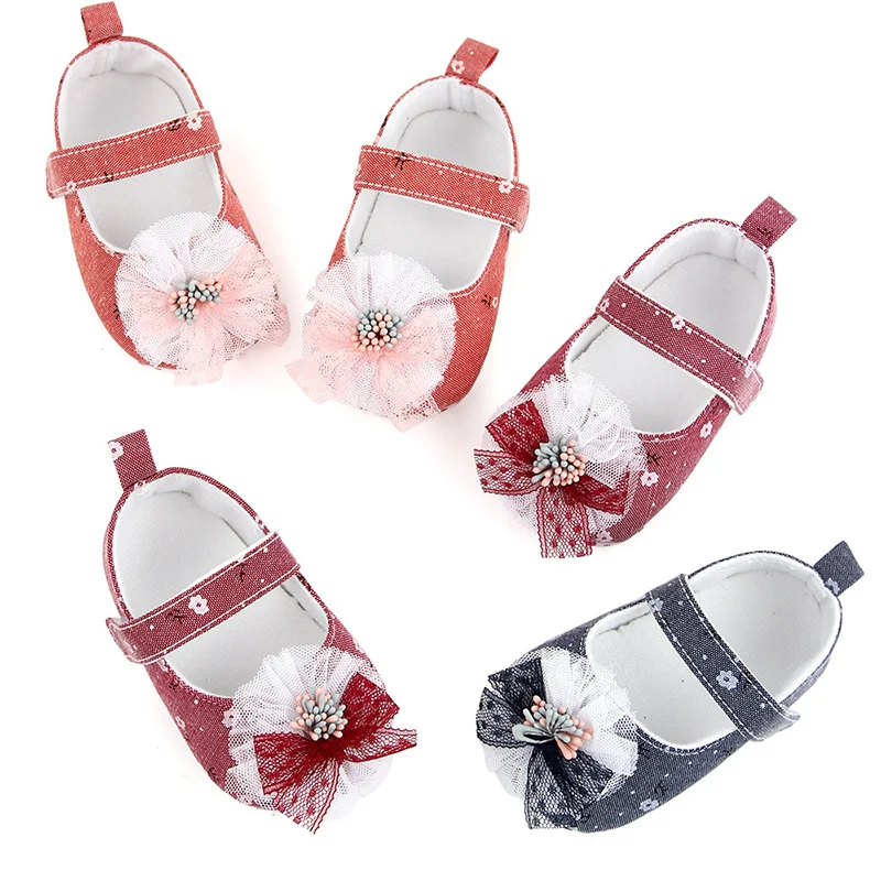 

Bobora Baby Girl Shoes Anti-Slip Casual Bowknot Flower Sneakers Soft Soled First Walkers Autumn Spring Crib Shoes Ins