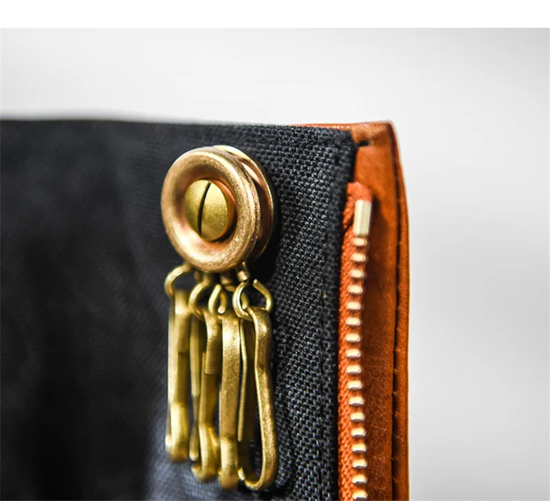 Fashion genuine leather stitching men's women's key bag outdoor daily high-quality luxury natural real cowhide brown coin purse