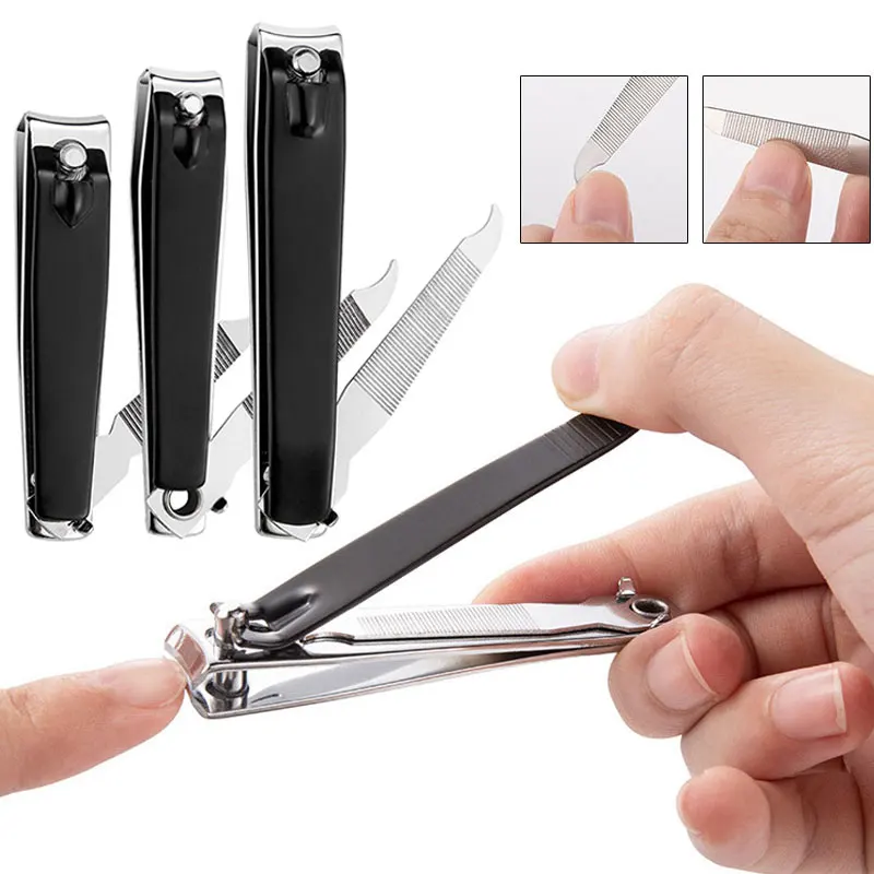 

Black Nail Clippers Splash-proof Large Nail Clippers With File Metal Dead Skin Scissors Professional Nail Tools Stainless Steel