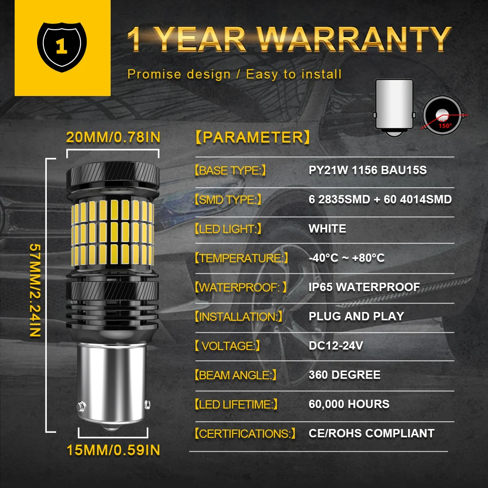 2 шт. автомобильные поворотные сигнальные лампы 12 В