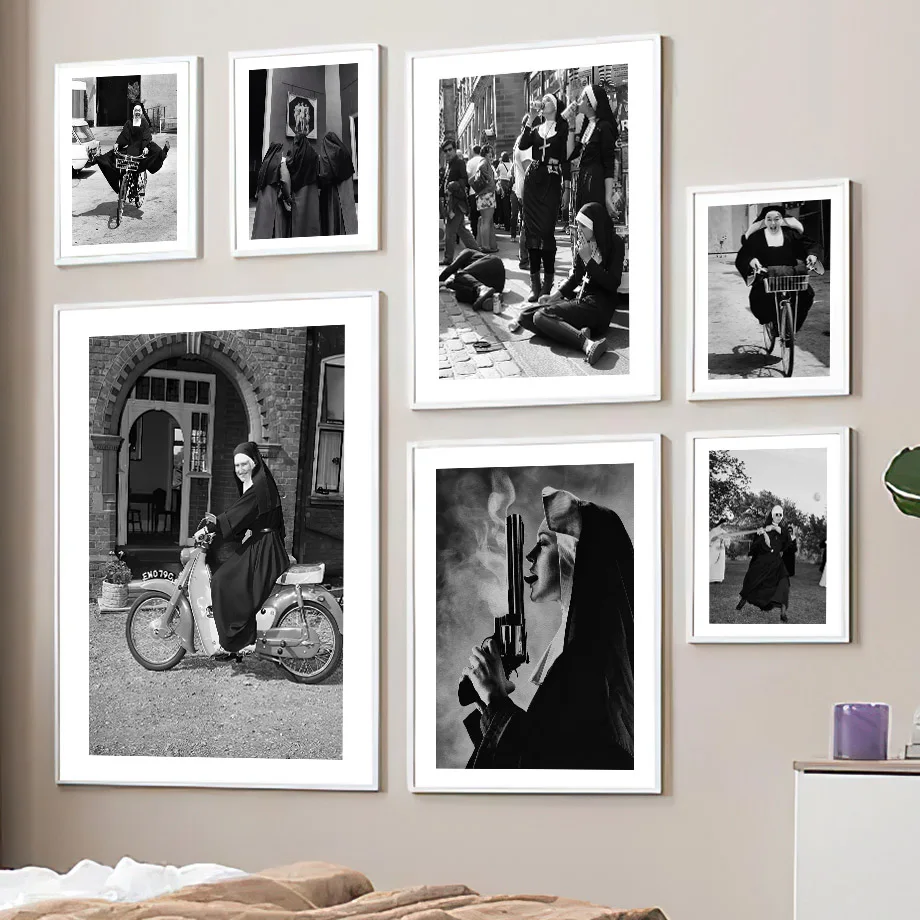

Винтажные монахини, танцы, бейсбол, велосипед, настенная Картина на холсте, скандинавские плакаты и принты, настенные картины для декора гостиной