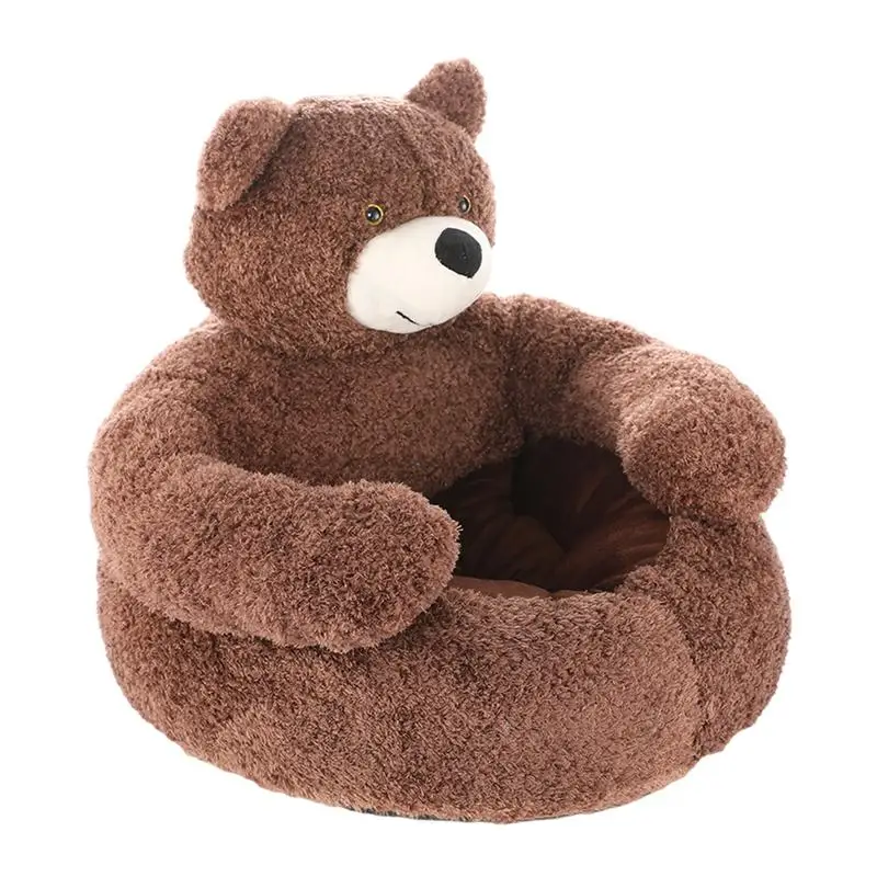 

Bear Shaped Dog Bed Cute Cuddler Bear Cat Sleeping Mat Cute Cuddler Bear Dog Crate Bed With Non-slip Bottom Winter Plush Cushion