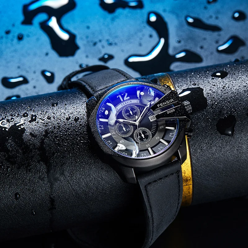 

2022 Big Dial Men's Watches Leather Top Brand Luxury Quartz Men Watch Watch Sport Chronograph Waterproof Clock Relogio Masculino