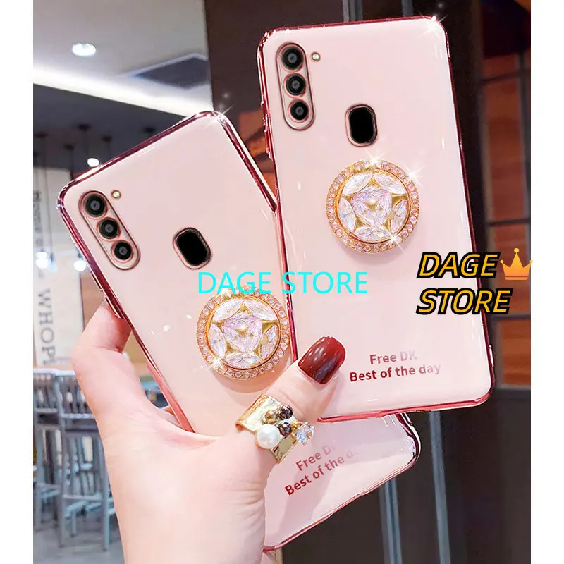 

Case for Samsung Galaxy A90 5G M11 A11 M31 M51 M60S A81 M80S A91 NOTE 8 10 10Plus 20 Bling Crystal Holder Soft TPU Back Cover