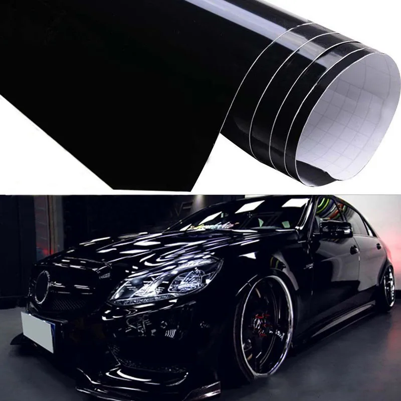 

Car Black Furniture Stickers Self Adhesive Wallpaper Glossy Vinyl Film Sticky Back Plastic Roll for Walls Doors Windows 40X152cm