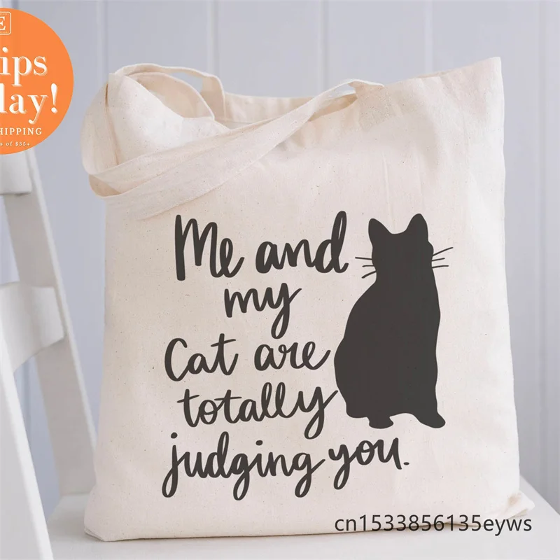 

Сумка-тоут с мультяшным принтом «я и моя кошка»