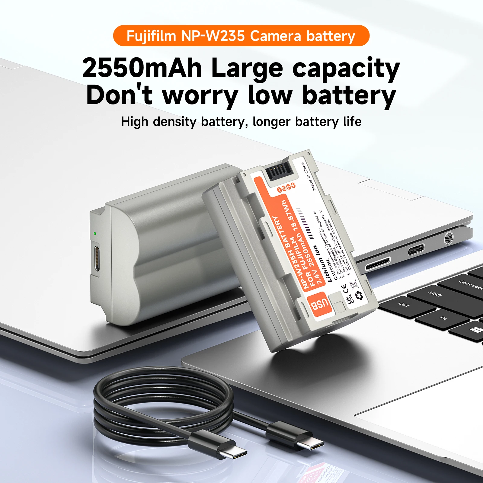Фото Аккумулятор 2550mAh NP-W235 USB-C NP W235 + двойное зарядное устройство LCD USB для камеры Fujifilm X-T4 X-T5 GFX 100S GFX 50S II VG-XT4 X-S20 X-H2 №4