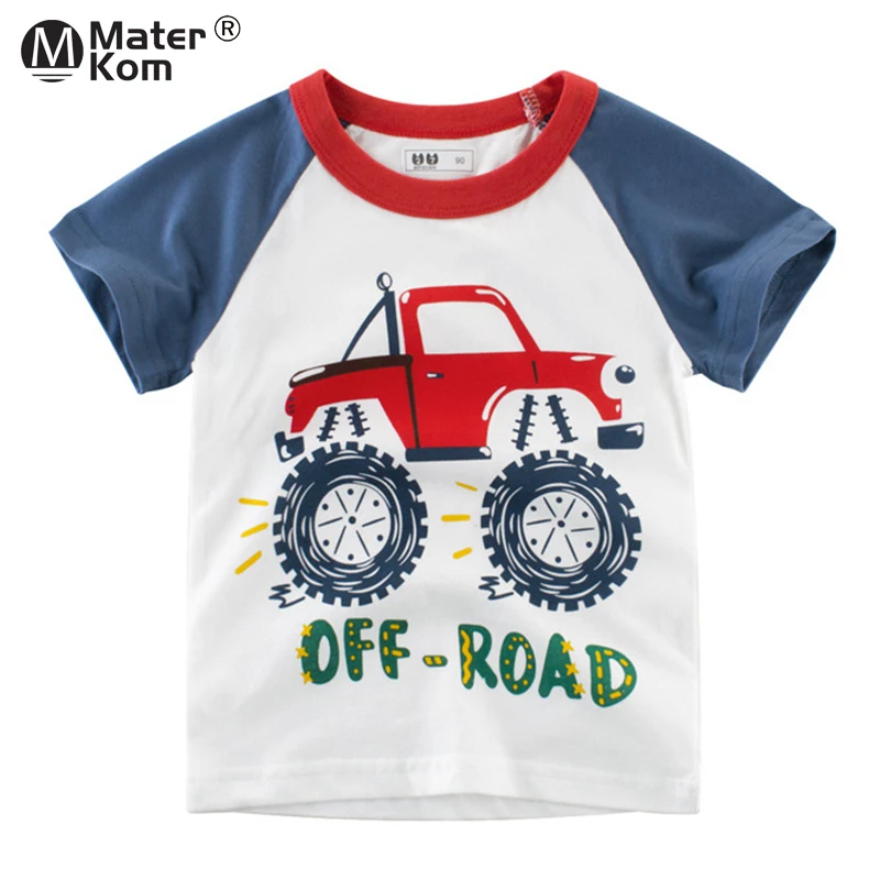 

Boys Letter T Shirt Short Sleeve Blouses Kids Cartoon Car Printing Clothes Casual Cotton Tops Clothing for Children 2-7y poleras