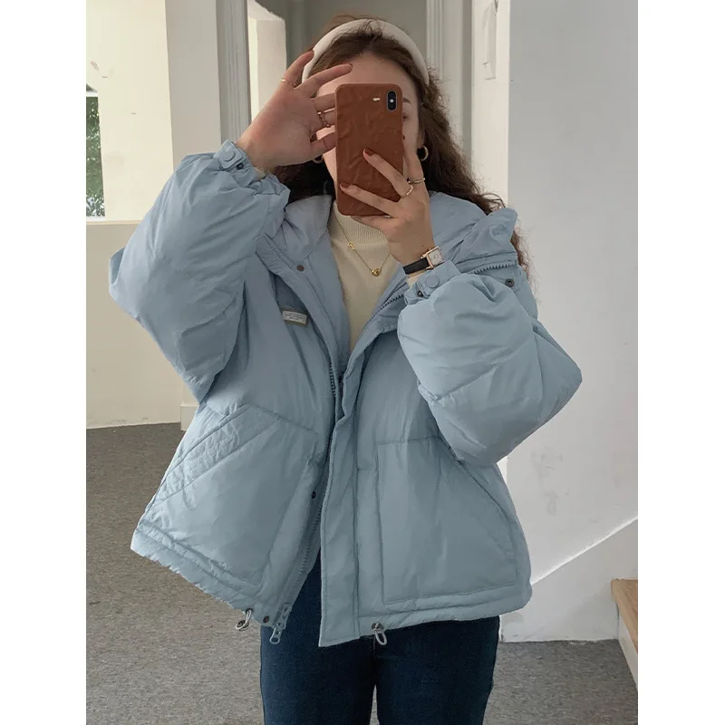 Winter Down Jacket Short Section Jacket Hooded Loose Thickening Warm Bread Clothes White Duck Down Thick Cotton Clothing