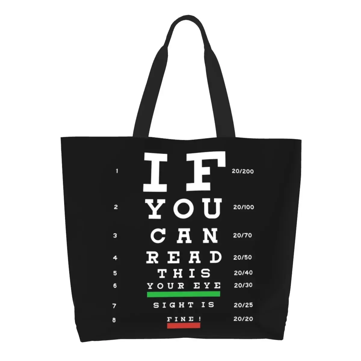 

Optician Eye Test Exam Grocery Shopping Bag Canvas Shopper Shoulder Tote Bag Large Capacity Portable Myopia Chart Handbag