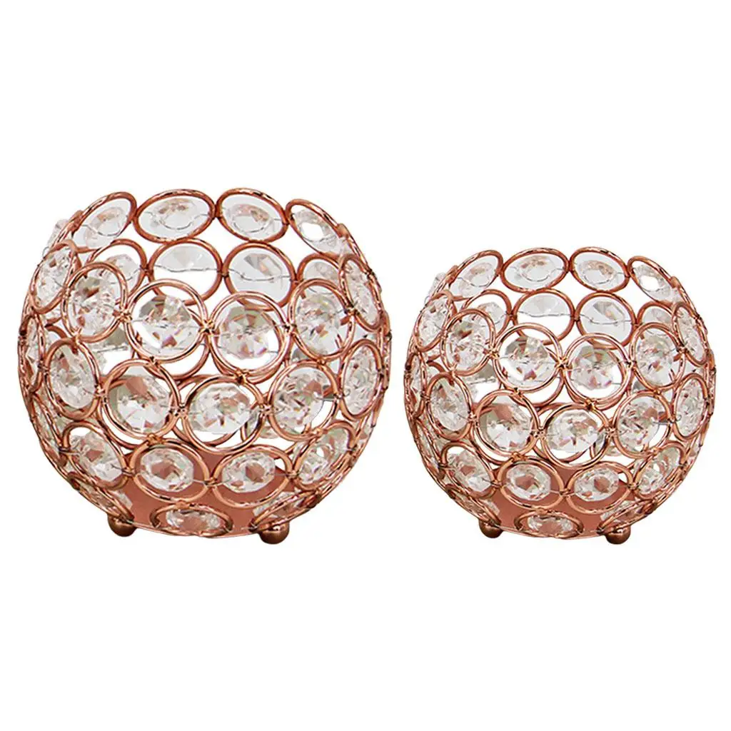 Rose Gold Crystal TeaLight Candle , Votive Candle Stand for Home Decor Wedding Party Centerpiece Decorative Candlestick