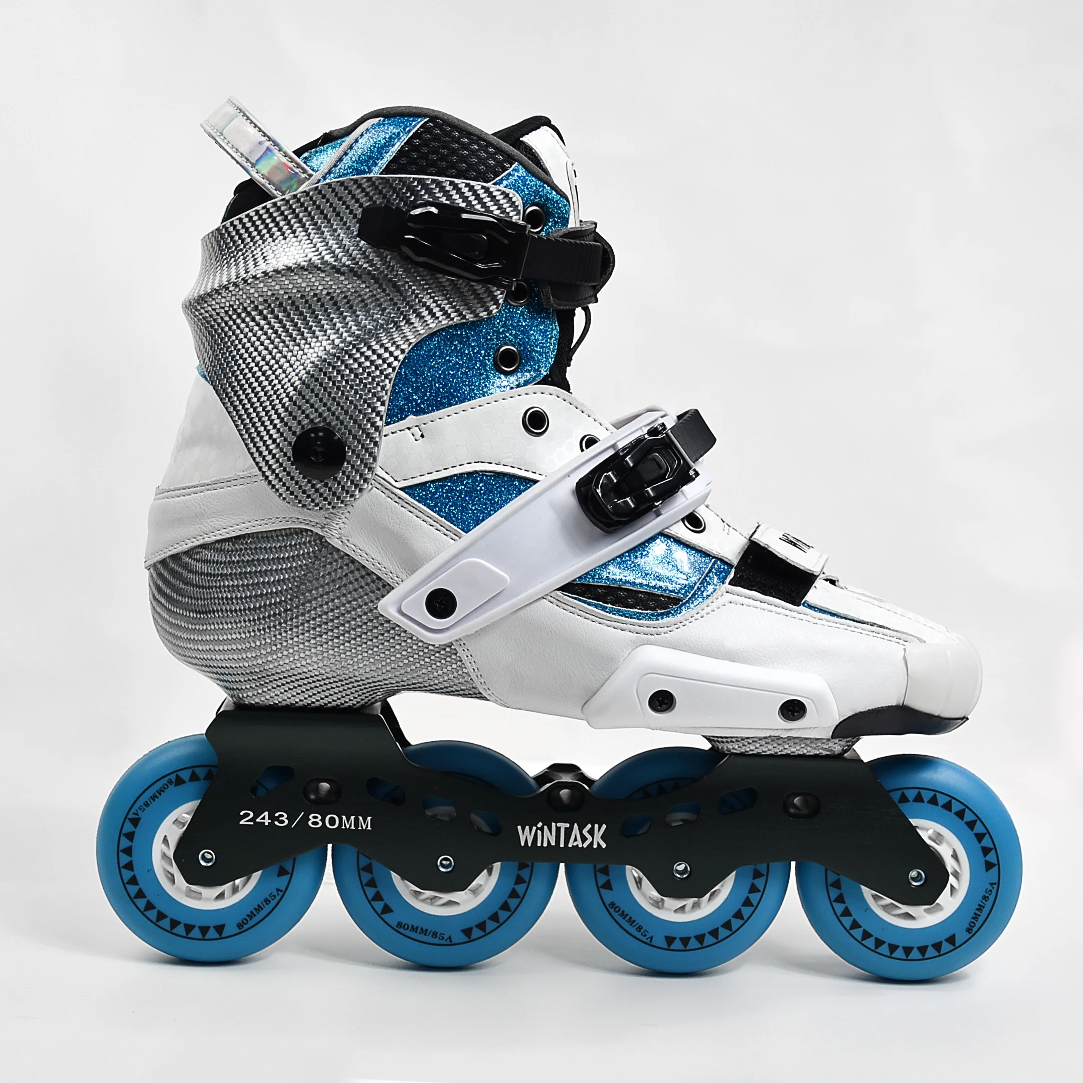 

Blue carbon fiber hard shell speed roller skate adult 4 wheels inline skates New design Inline rollerskate Carbon skates