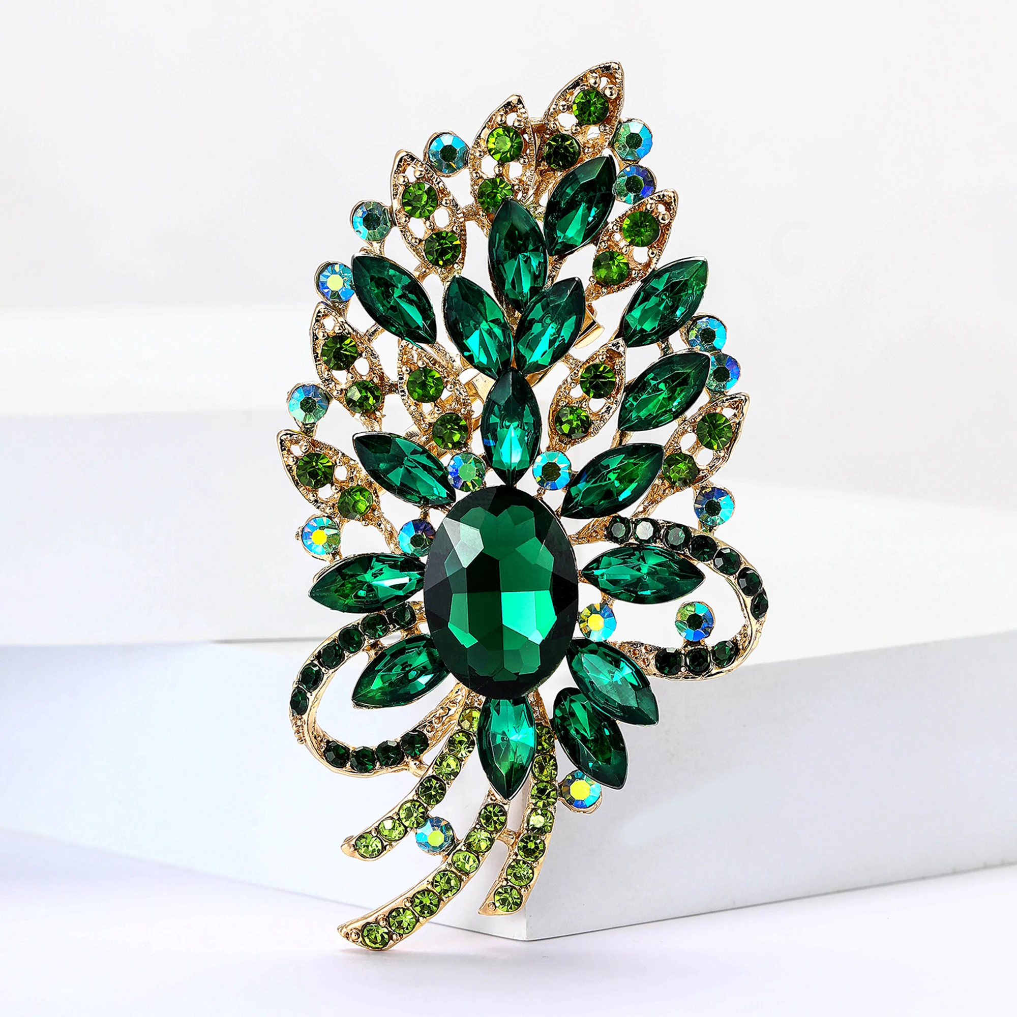 Модные броши-цветы со стразами для женщин унисекс большие стеклянные булавки с