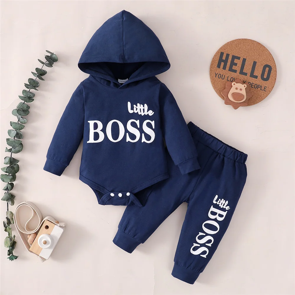 Newborn Baby Boy 2-Piece Spring Clothing Set: Long Sleeve Hoodie Jumpsuit and Pants, Toddler Boy Outfit, Baby Costume Newborn Baby Boy 2-Piece Spring Clothing Set: Long Sleeve Hoodie Jumpsuit and Pants, Toddler Boy Outfit, Baby Costume