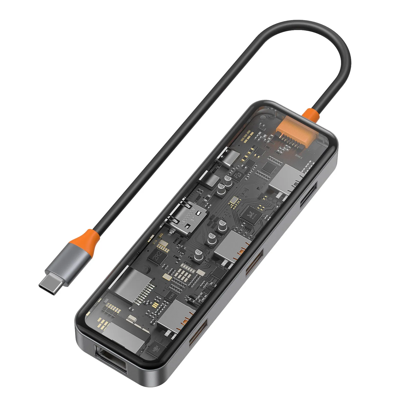 

Док-станция 8-в-1 с USB-концентратором, 4K HDMI-совместимым портом, Ethernet, 100 Вт PD USB-C, устройство для чтения карт SD/TF