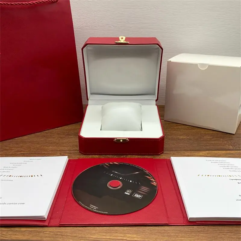 Factory Supplier Wholesale Luxury Original Red Watch Box With Booklet And CD Can Custom Card AAA Watches Gift Cases