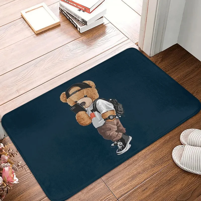 

American Street Teddy BearBath Mat Cute Teddy Bear Doormat Living Room Carpet Outdoor Rug Home Decor