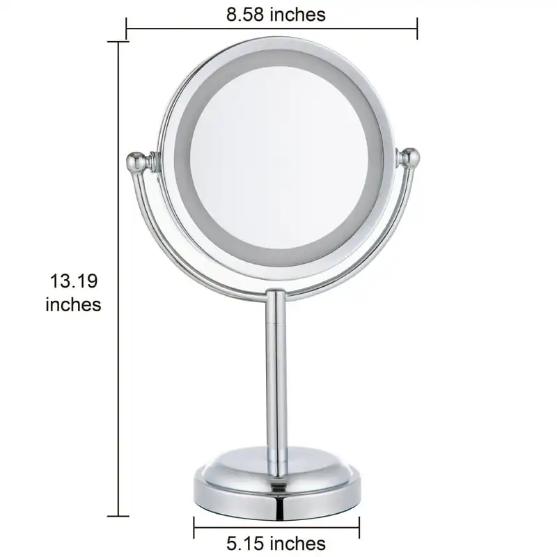 

Gleaming Chrome-Finish 13.19" Luminescent Round LED Lighted Vanity Mirror - Perfect for Home & Bathroom Personal Care, Beauty En