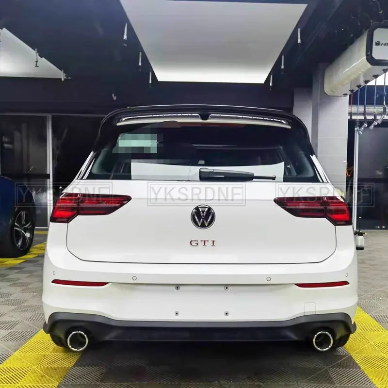 Фото Для Volkswagen Golf 8 MK8 R-line GTI 1.4T 2.0T 2020-2023: задний спойлер (антикрыло) из ABS-пластика, под карбон, черный с белым, для экстерьера автомобиля №4