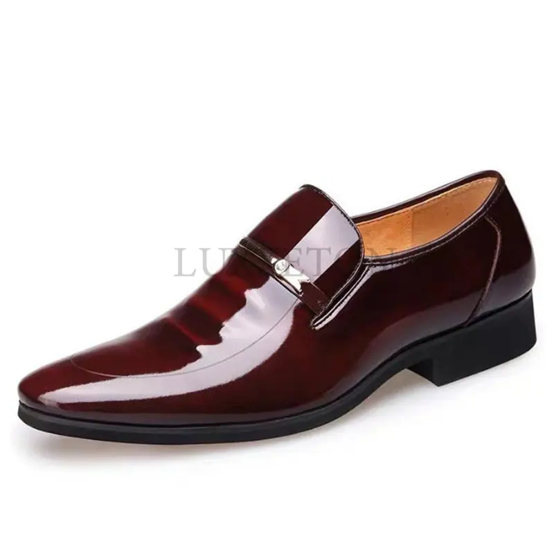 

Men's Leather Shoes Business Casual Formal Wear Flat Bottom Comfortable Lefu Patent Leather Work Wedding Shoes