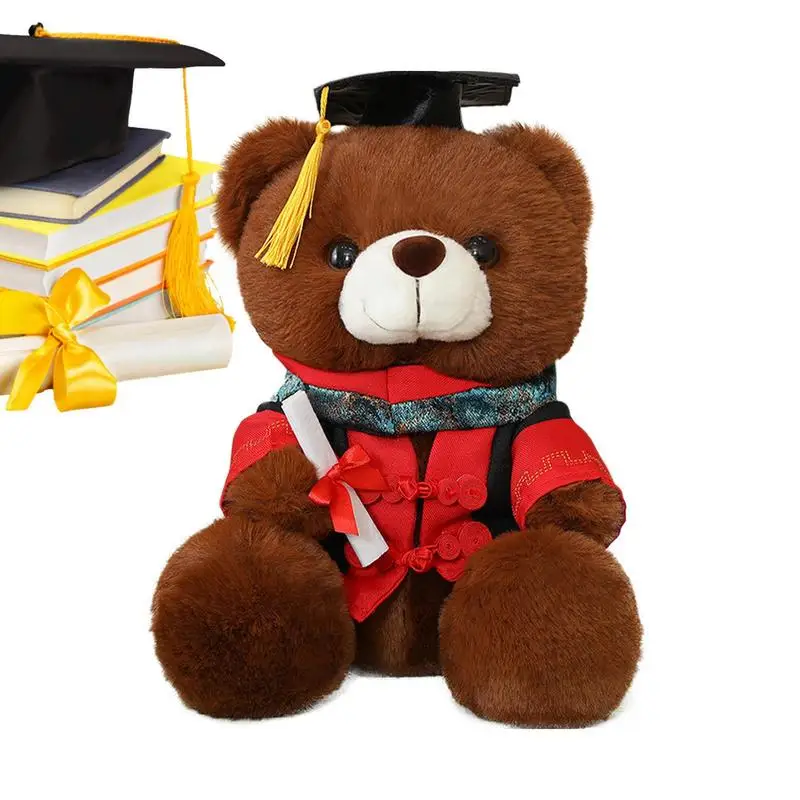 

Игрушка плюшевая медведь с нарядом на выпускной, милая плюшевая кукла с нарядом для учеников школы, колледжа, университета, подарок на выпускной