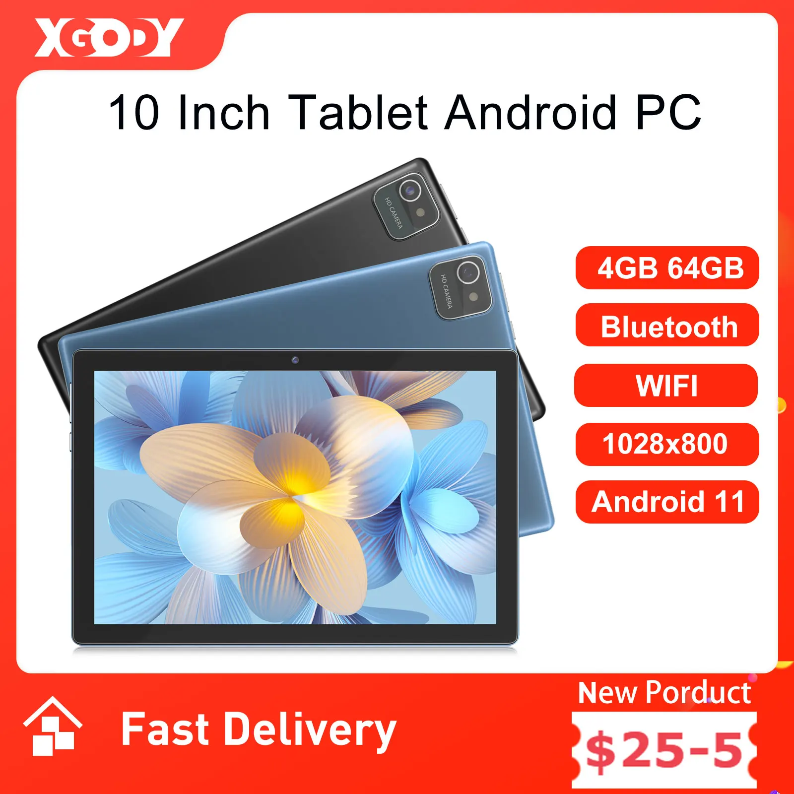 XGODY 10 Inch Android 11 Tablet PC For Kids Study Education 4GB 64GB Quad Core WiFi OTG 1028x800 Children Tablets With Keyboard