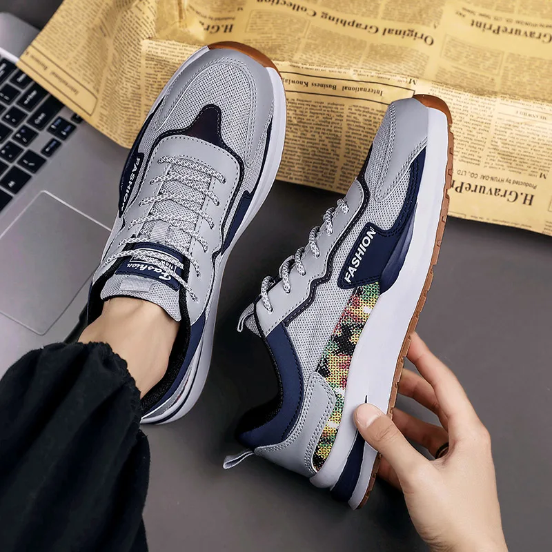 Men's Outdoor Morning Running Mesh Breathable Running Shoes Men's Fashion Leisure Fitness Walking Shoes Sports Running Shoes