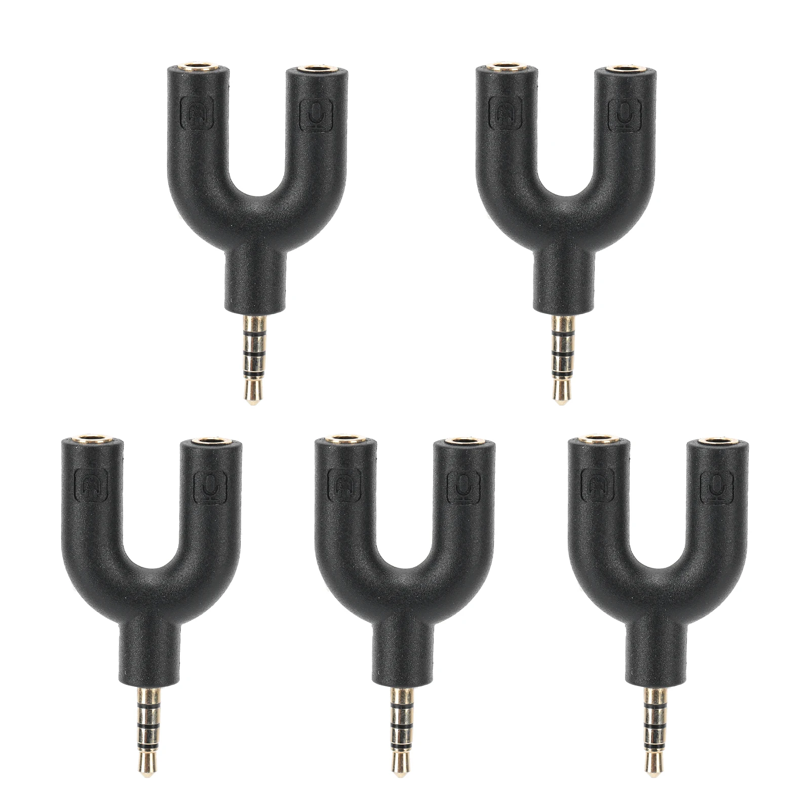 5Pcs U Type Adapter Headphone Microphone Splitter Audio Cable Distributor Rotary Plug Connector