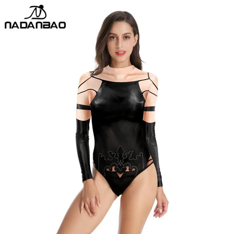 

NADANBAO Anime Cosplay NieR:Automata Push Up Bodysuit YoRHa Type A No.2B Sexy Swimsuit Women Long-sleeved Bather Beach Bikinis