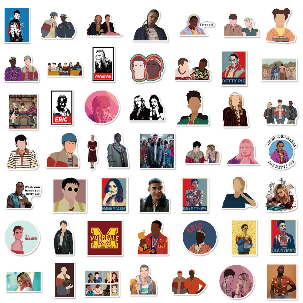 10/50PCS TV Series Sex Education Stickers for Skateboard Luggage Laptop Guitar Stationery Funny Heart Stopper Sticker Kids Toys - купить по