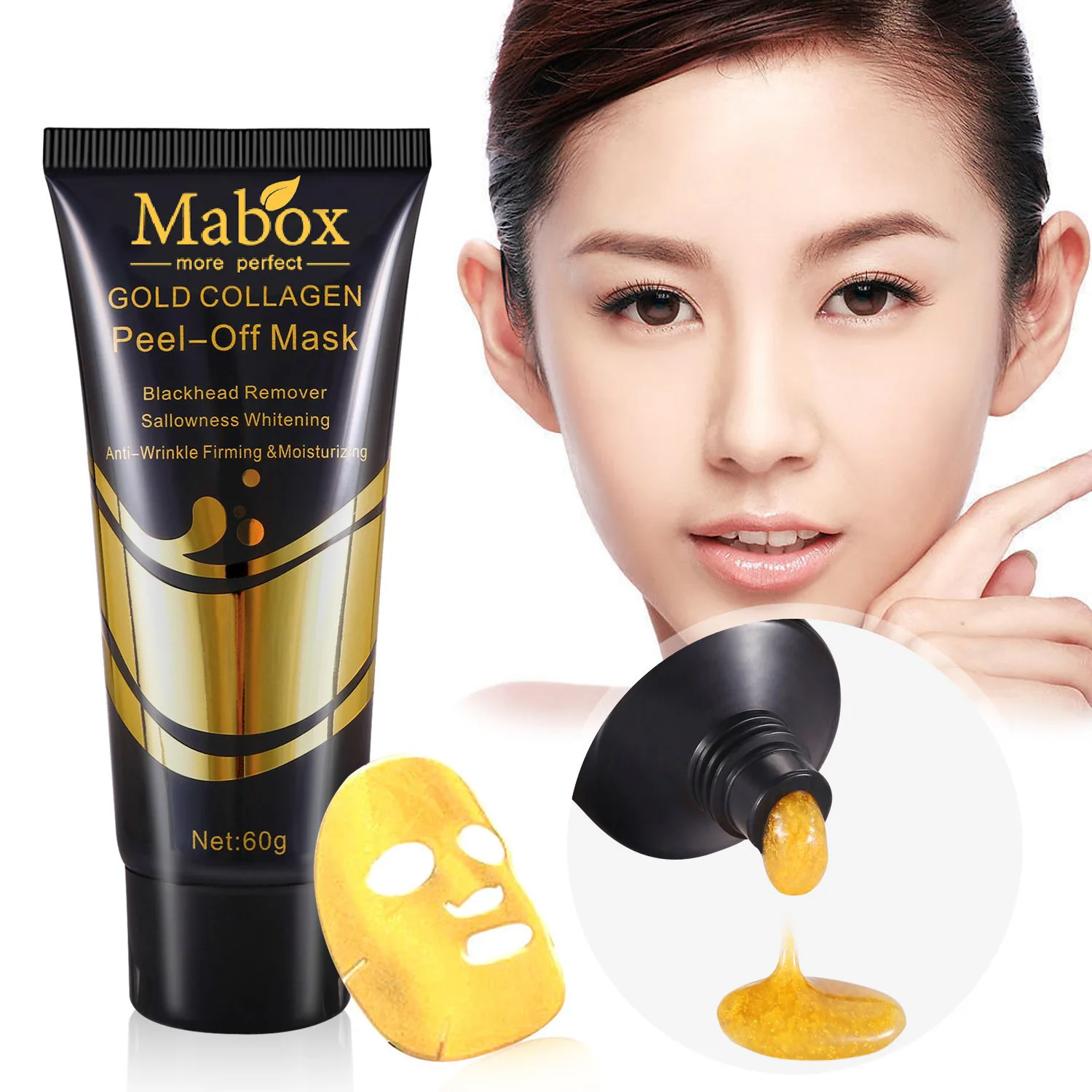 

24k Gold Collagen Against Black Dots Facial Mask Blackhead Remover Peel Off Mask Skin Care Product Deep Cleansing Peeling Mask