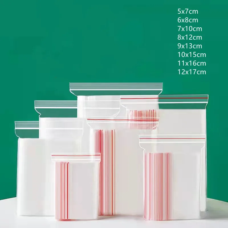 

100 шт., прозрачные маленькие пластиковые пакеты на молнии