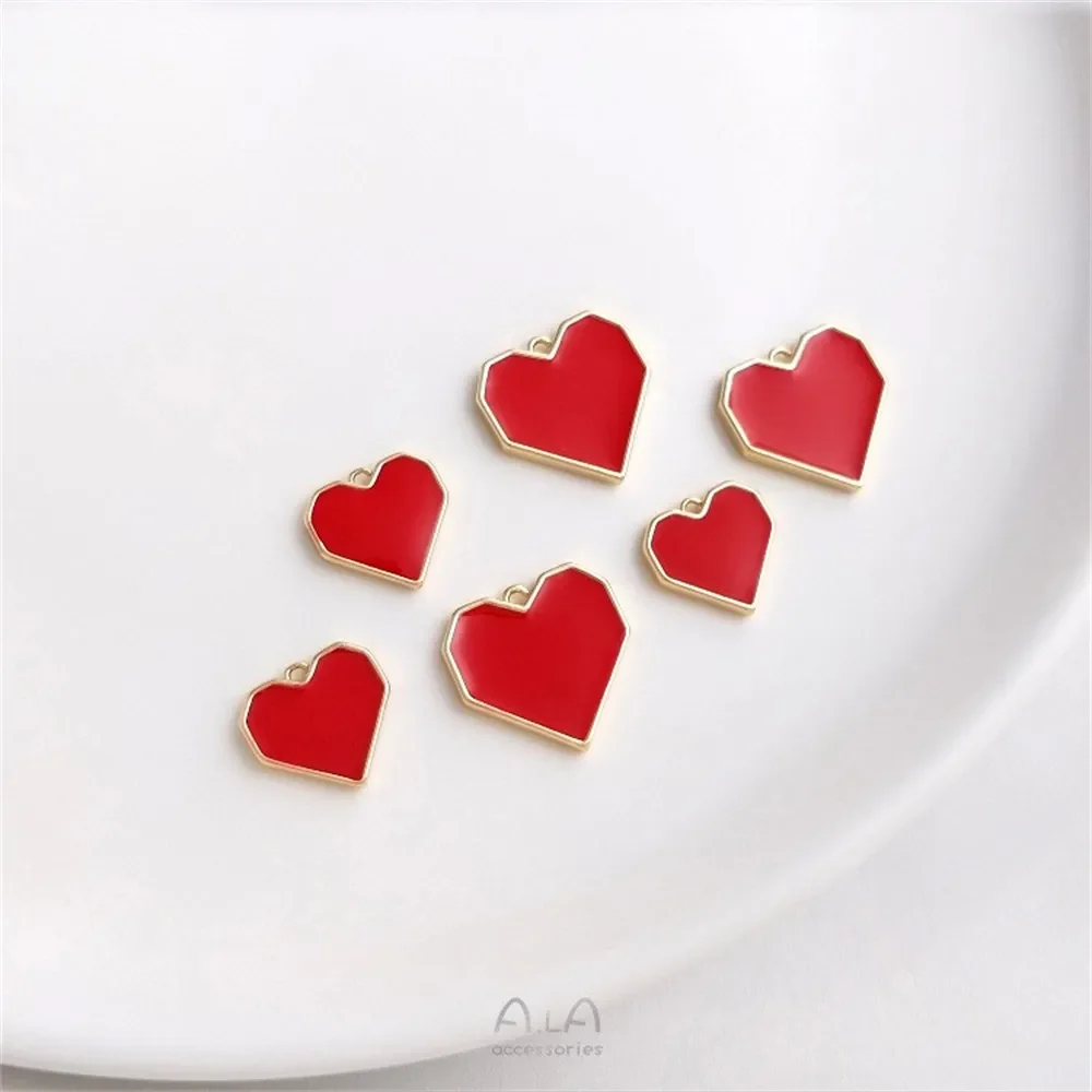 14 К Золотой Цвет Картина Масло Большой Красный Геометрический Персиковое Сердце