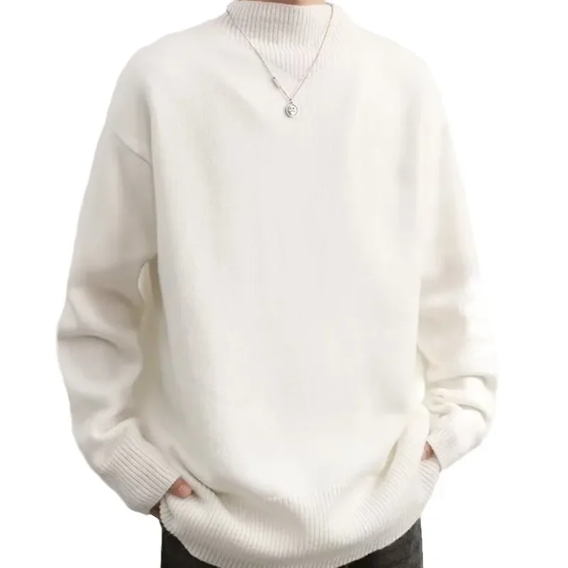 Простой флисовый свитер с воротником-черепахой для мужчин осень-зима свободный