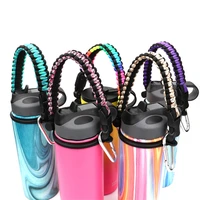 with ring water bottle paracord hiking fits wide mouth travel carrying simple handle outdoor carabiner water bottle holder