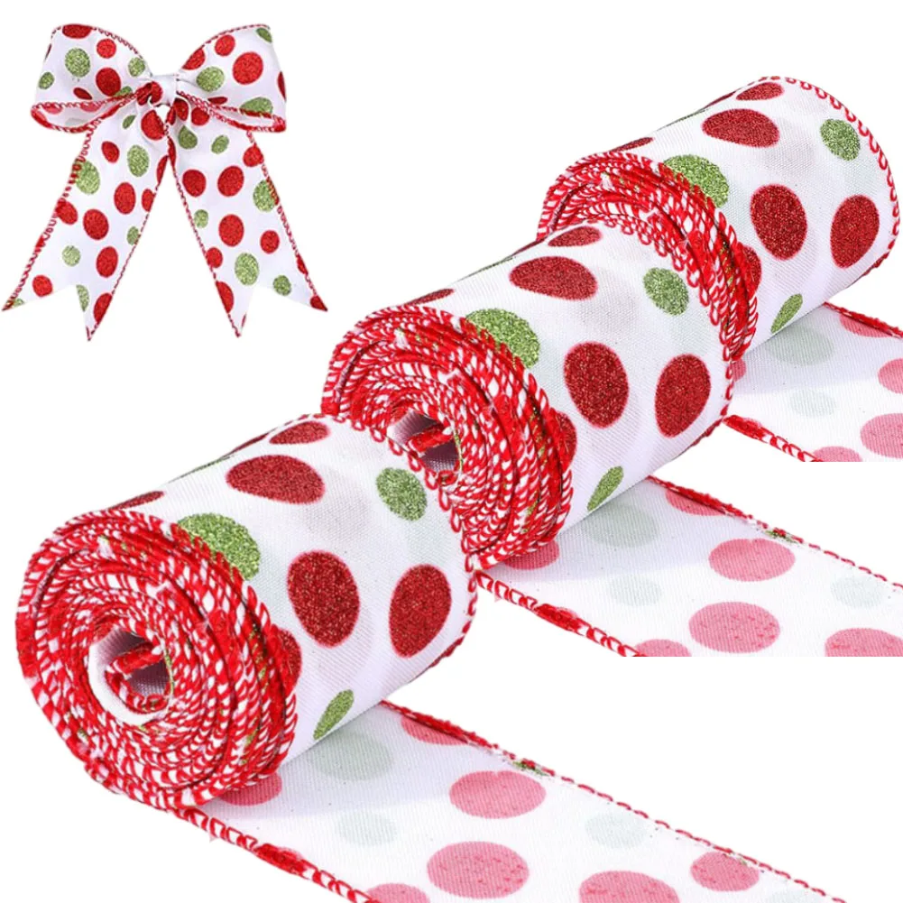 3 шт. ленты с красно-белыми полосками для украшения ёлки