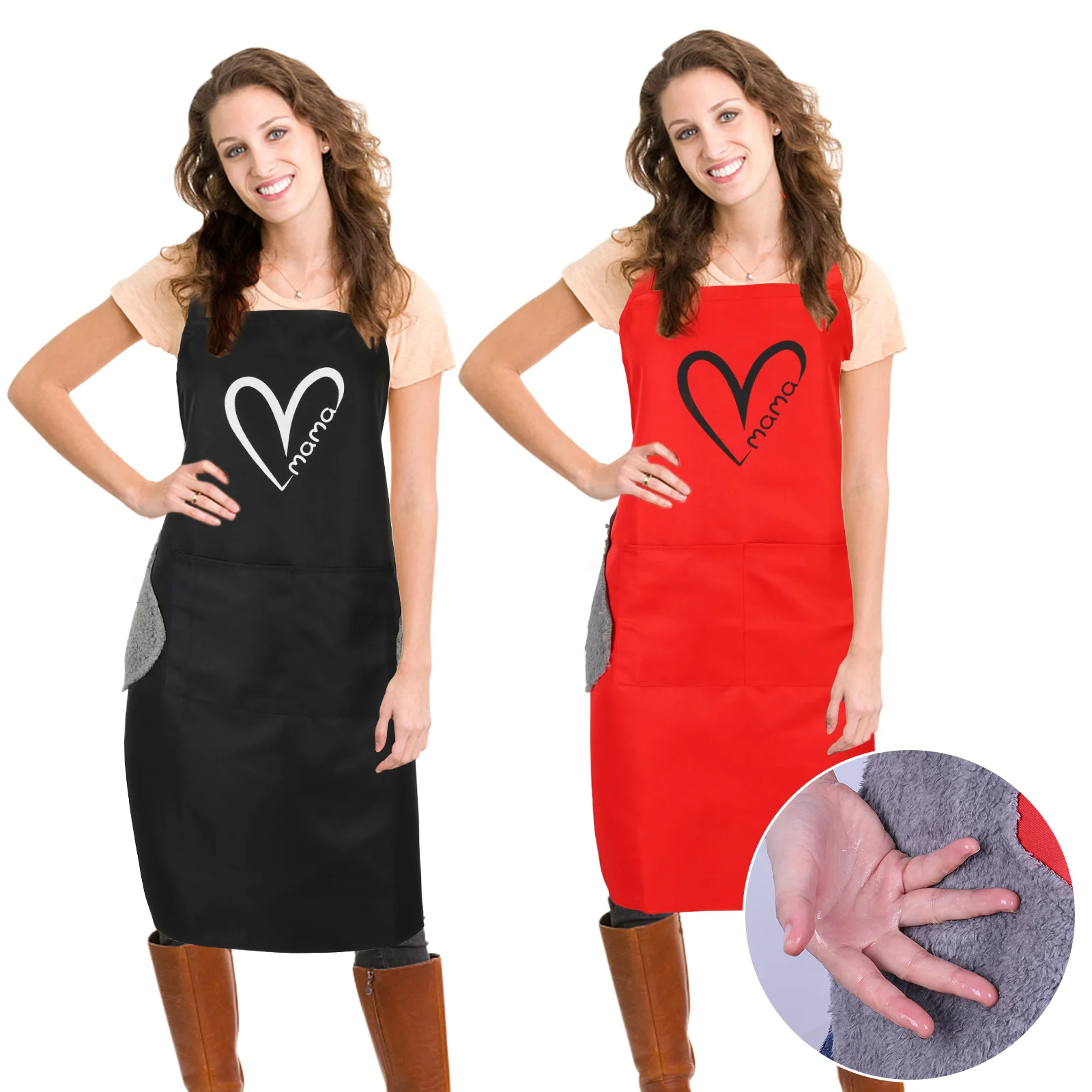 

Многофункциональный кухонный фартук Papa Mama, семейный Универсальный фартук из полиэстера, водонепроницаемый, для выпечки, для самостоятельной покраски, рукоделия, регулируемый