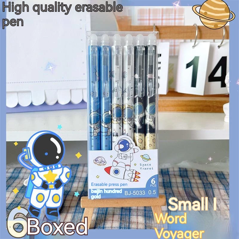 

6pcs Erasable Gel Pens Students Writing Stationery Tools 0.5 Black And Blue Press Erasable Pens Set For Primary School Students