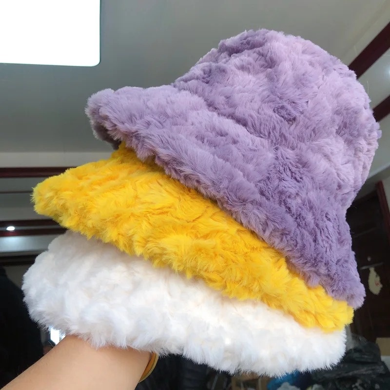 Зимние пушистые Панамы из искусственного меха Женская Осенняя уличная Толстая