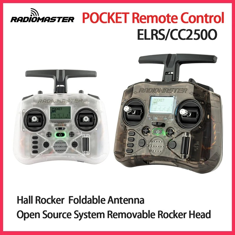 

Radiomaster Pocket Hall ELRS/CC2500 pemancar Remote kecil portabel dapat dilipat antena dilepas Rocker M2 FCC