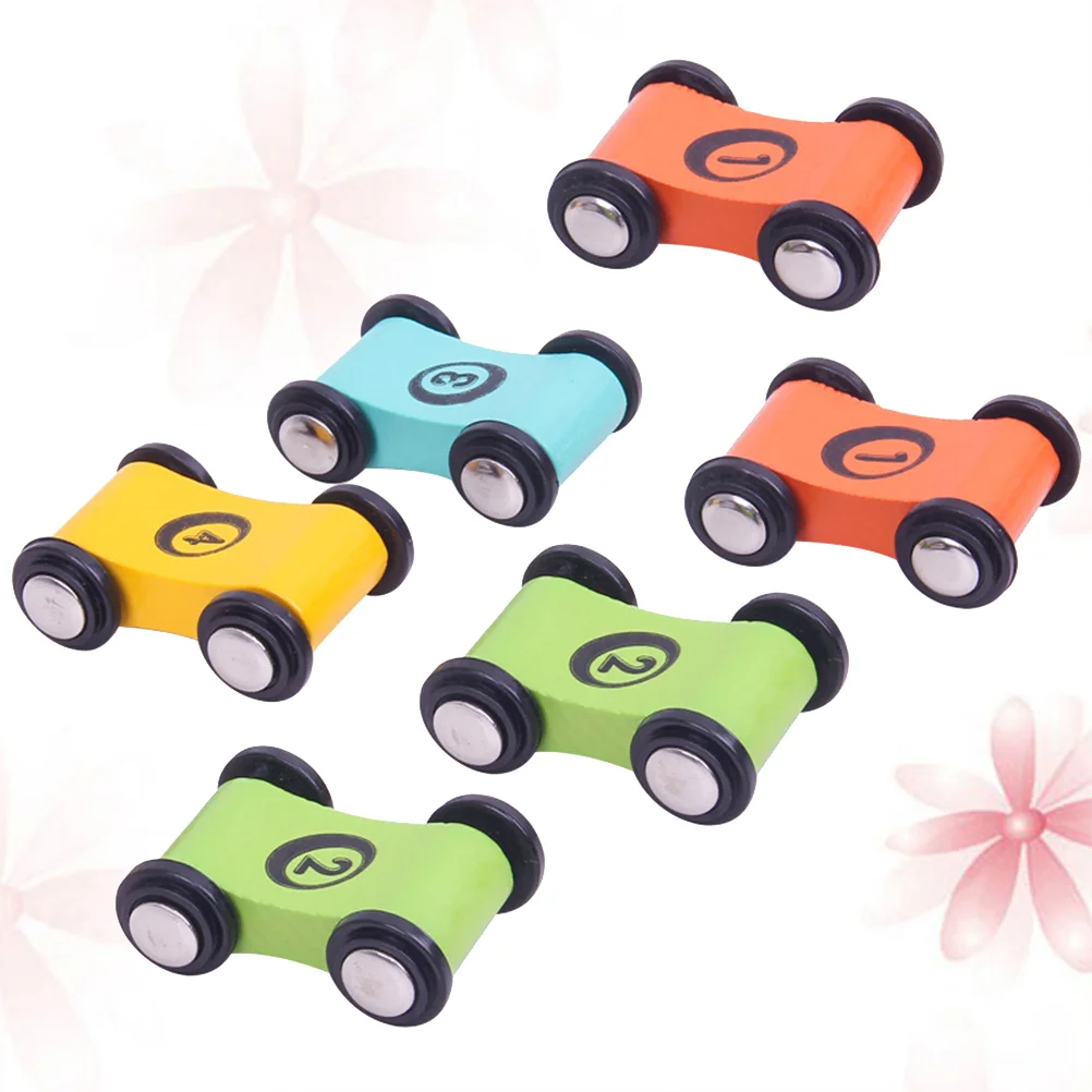 

6 Pcs Mini Race Car Wooden Model Racing Toy Kid Children Board Game Kids Toys Cognitive Puzzle