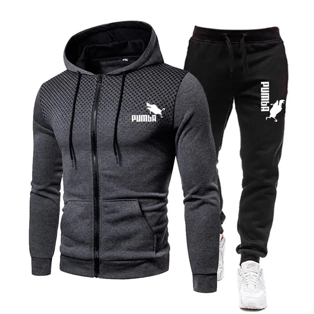 New Winter Men's Clothing Men Sets Printing Hoodie Set Fleece Zipper Sweatshirt Casual Sport Sweatpants Mens Tracksuits 2021