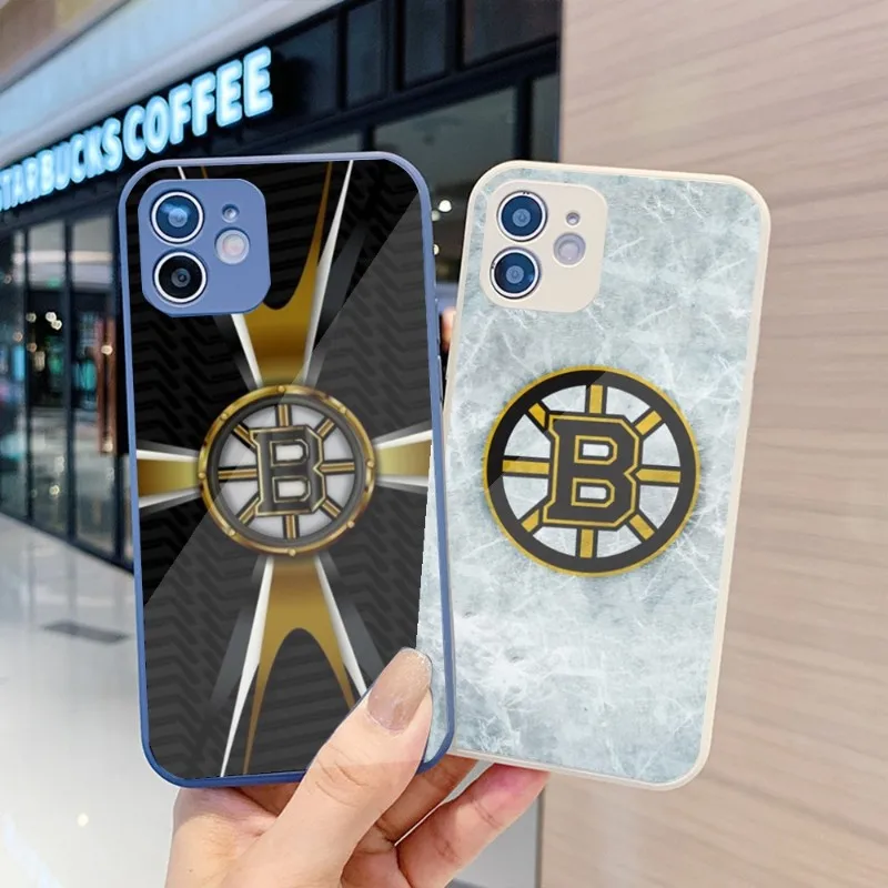 

Чехол для телефона с Бостонским хоккеем для IPhone 14 13 12 11 Pro Max X XR XS 8 7 Plus, цветной чехол с жидким стеклом