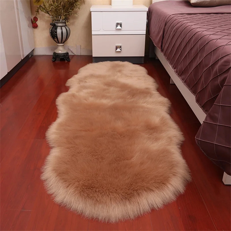Super Soft Long Plush Living Room Carpet Artificial Wool Carpets for Living Room Anti-Slip Solid Color Sofa Bed Faux Fur Rug Mat