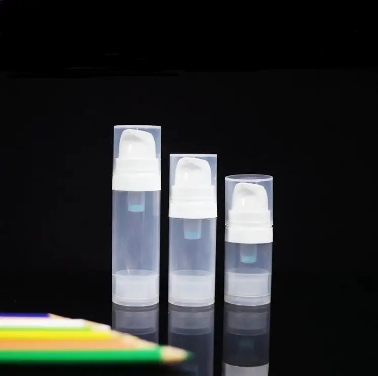 

5 мл 10 мл 15 мл многоразовый дорожный пустой небольшой безвоздушный насос лосьон бутылки с белым насосом прозрачная или белая крышка SN1419