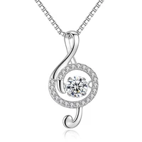 korean silver necklace female spirit note pendant collarbone chain inlaid with zirconia music pendant tanabata gift