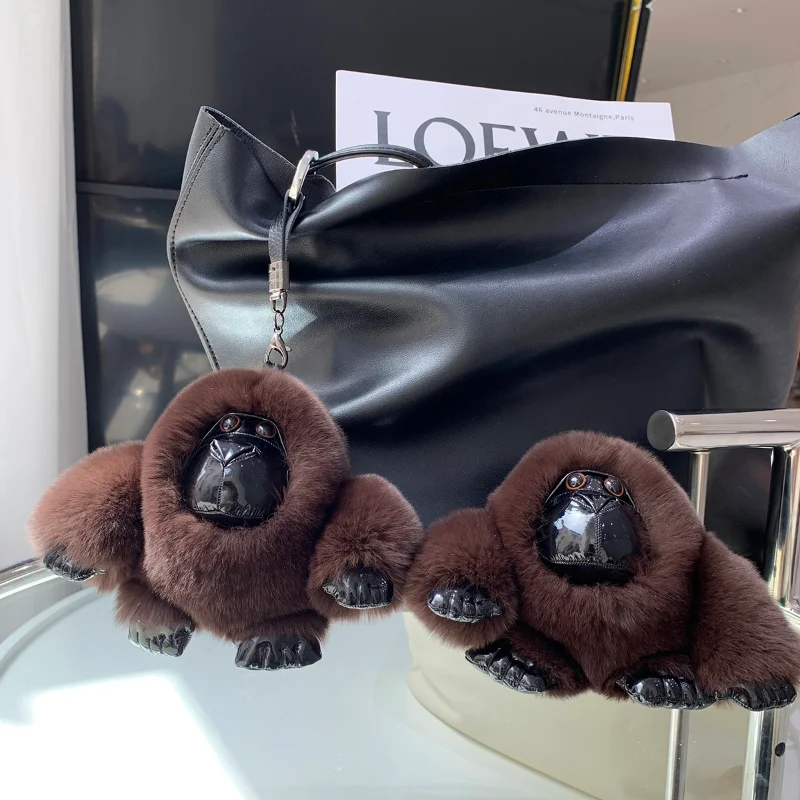 2022 New In Chimpanzee Real Fur Handmade Cute Key Chain Keychains Bag Accessory Car Keychain Gift Keyrings Gifts Key Chains