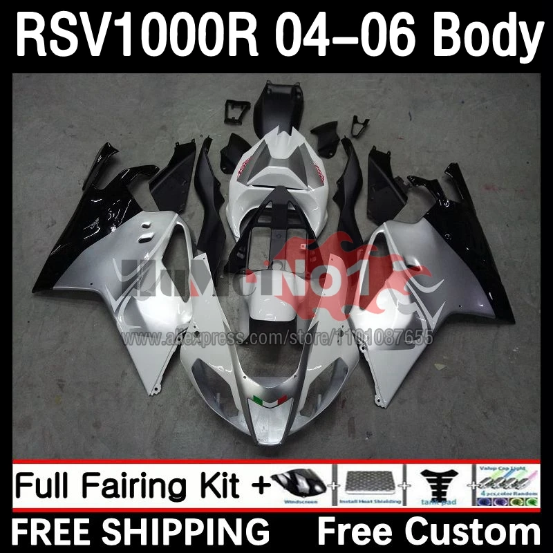 

RSV1000R Fairing For Aprilia RSV1000 R Mille 04 05 06 54No.10 RSV1000RR RSV 1000 R RR 1000R 2004 2005 2006 Body Kit White silver